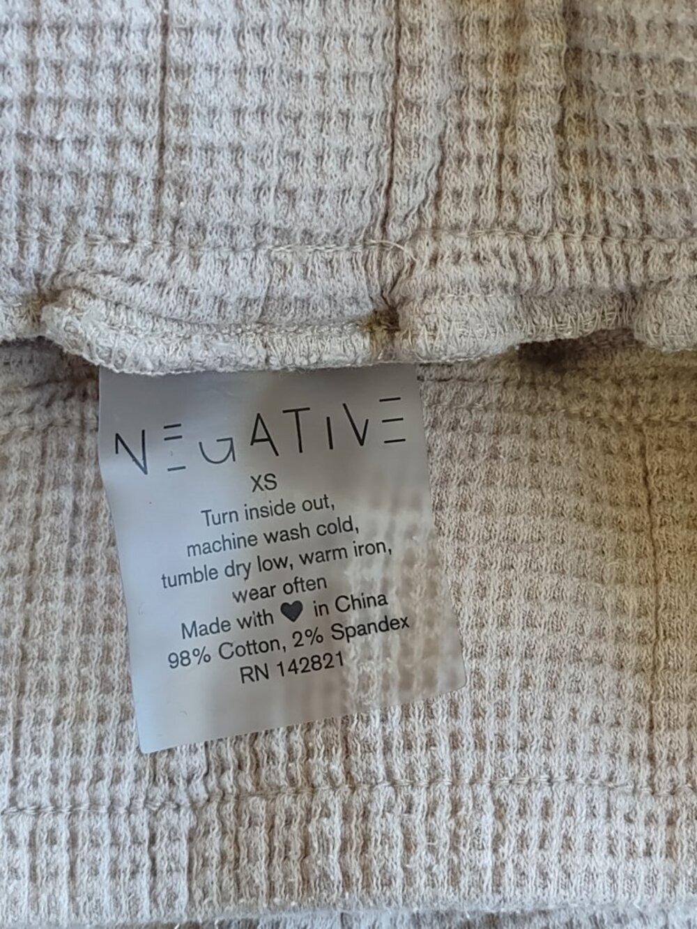 Negative Waffle Knit Jogger Womens XSmall Sporty Cozy Leisure Slouchy Tailored - Picture 7 of 8